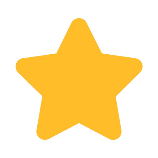 Bright yellow five-pointed star icon on white background