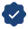 Blue checkmark badge indicating verified or approved status