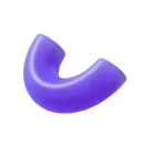 Curved purple 3D letter U or abstract smooth gradient shape