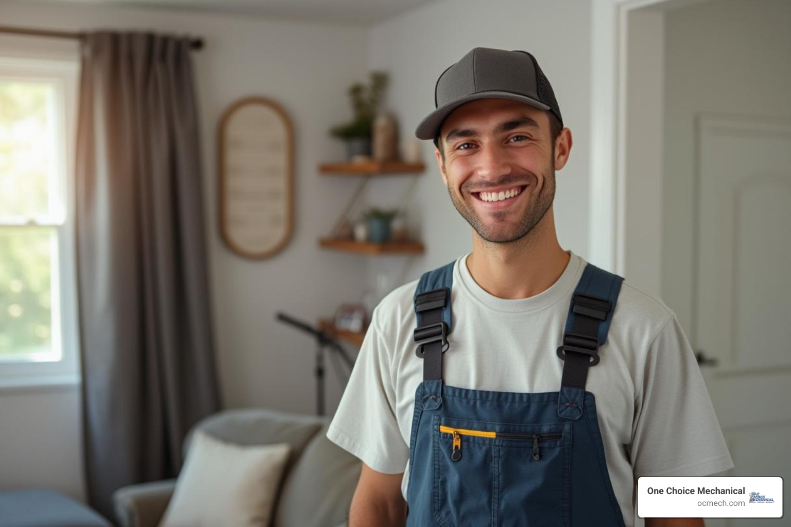 a certified technician with a friendly smile - emergency heating service