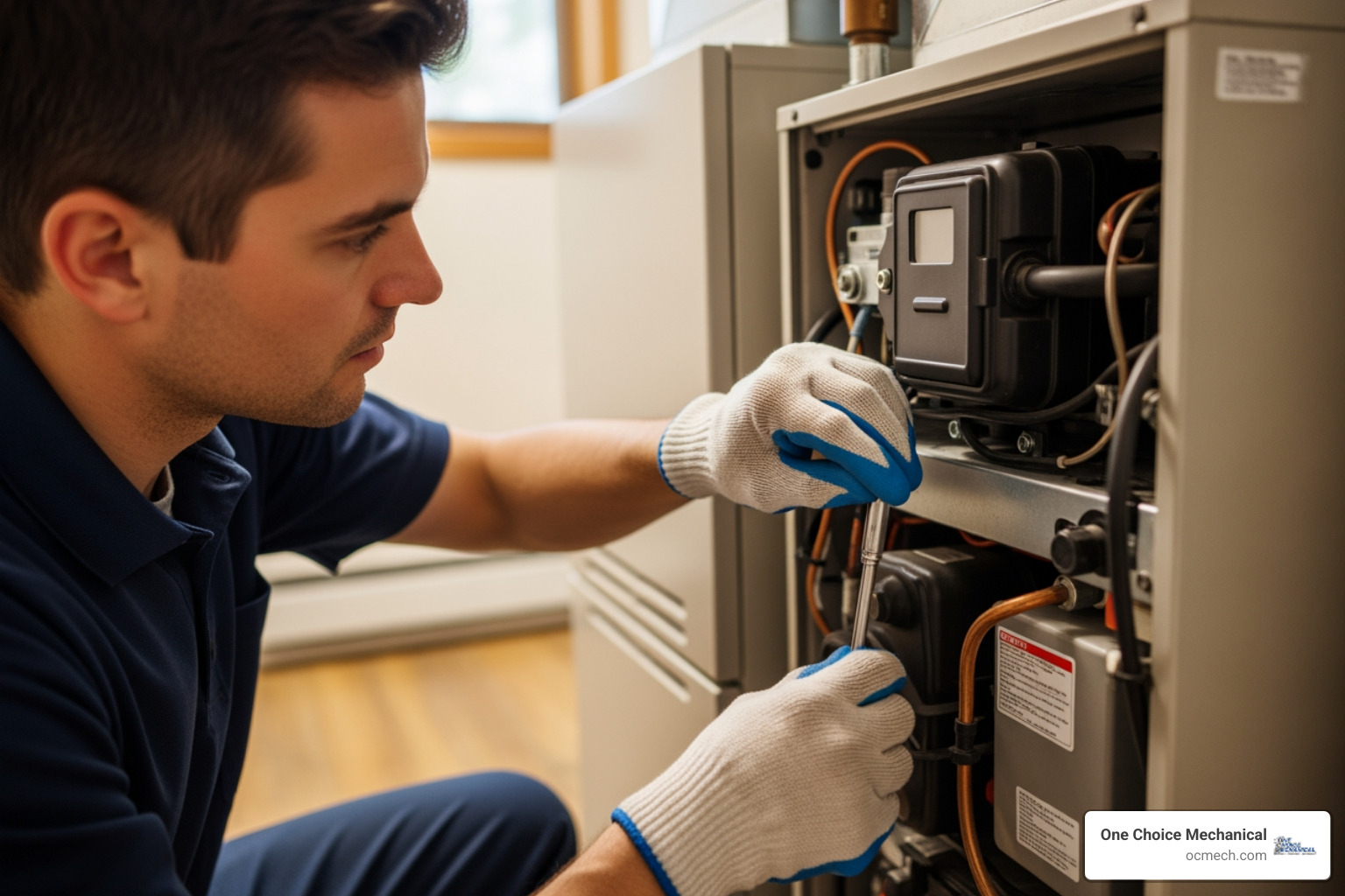 A technician wearing protective gloves is carefully inspecting the internal components of a furnace during a routine maintenance check. - furnace making noise in clarksville in A technician wearing protective gloves is carefully inspecting the internal components of a furnace during a routine maintenance check. - furnace making noise in clarksville in