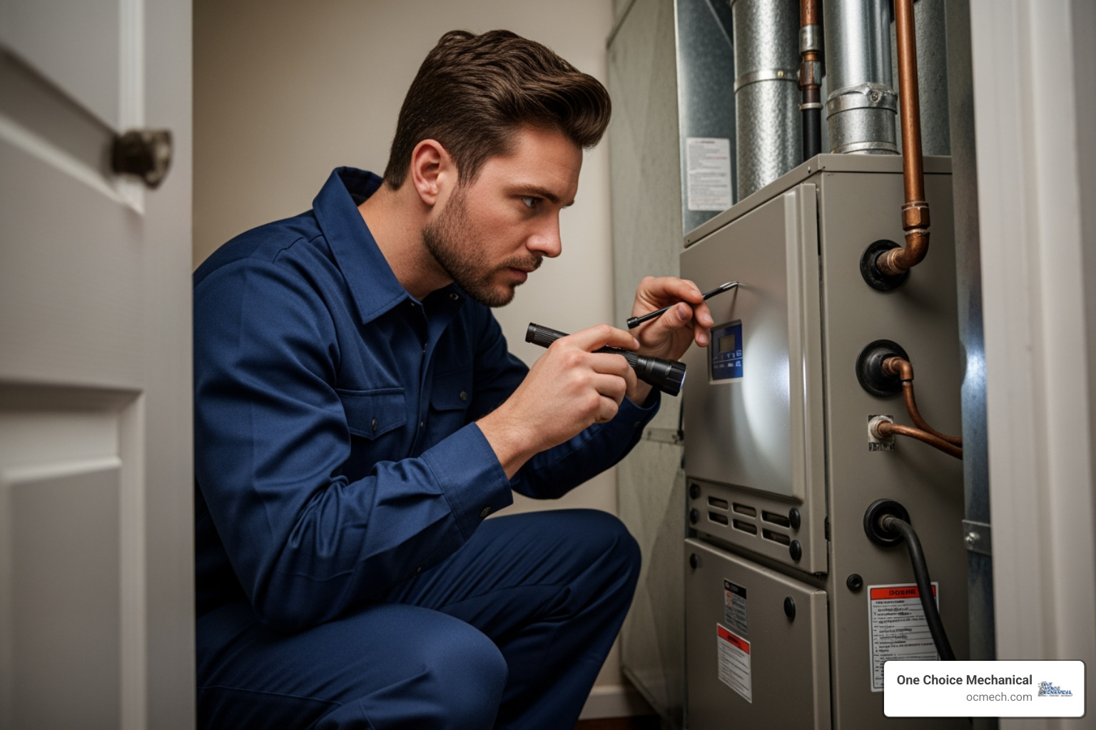 technician inspecting old furnace - furnace installation in jeffersontown ky technician inspecting old furnace - furnace installation in jeffersontown ky