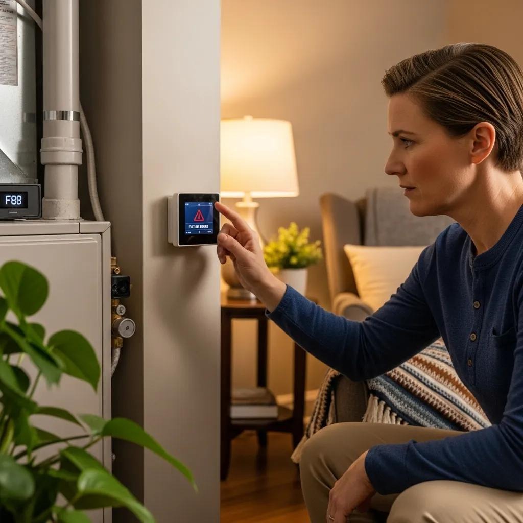 Homeowner checking an HVAC system during an emergency