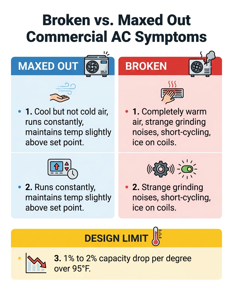 Broken vs. Maxed Out Commercial AC Symptoms