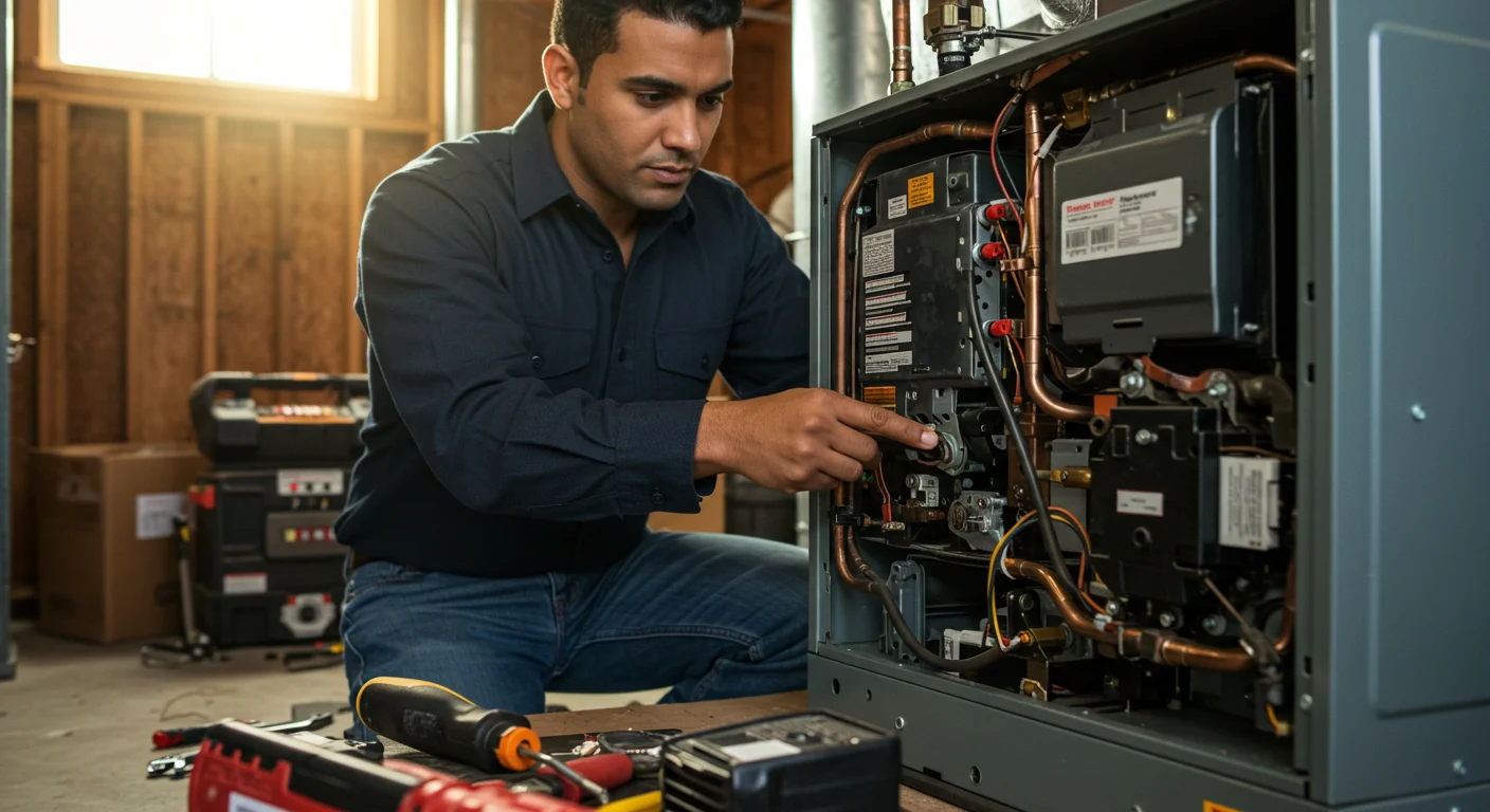 HVAC system and ductwork installed in wooden attic or basement space