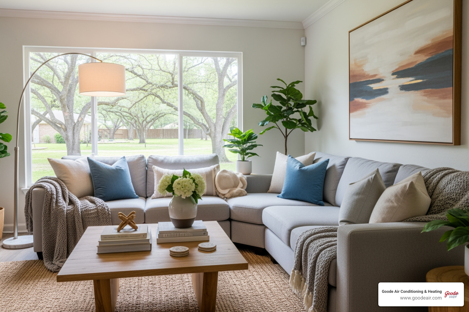 clean comfortable living room in humble texas home - duct cleaning for home hvac in humble, tx