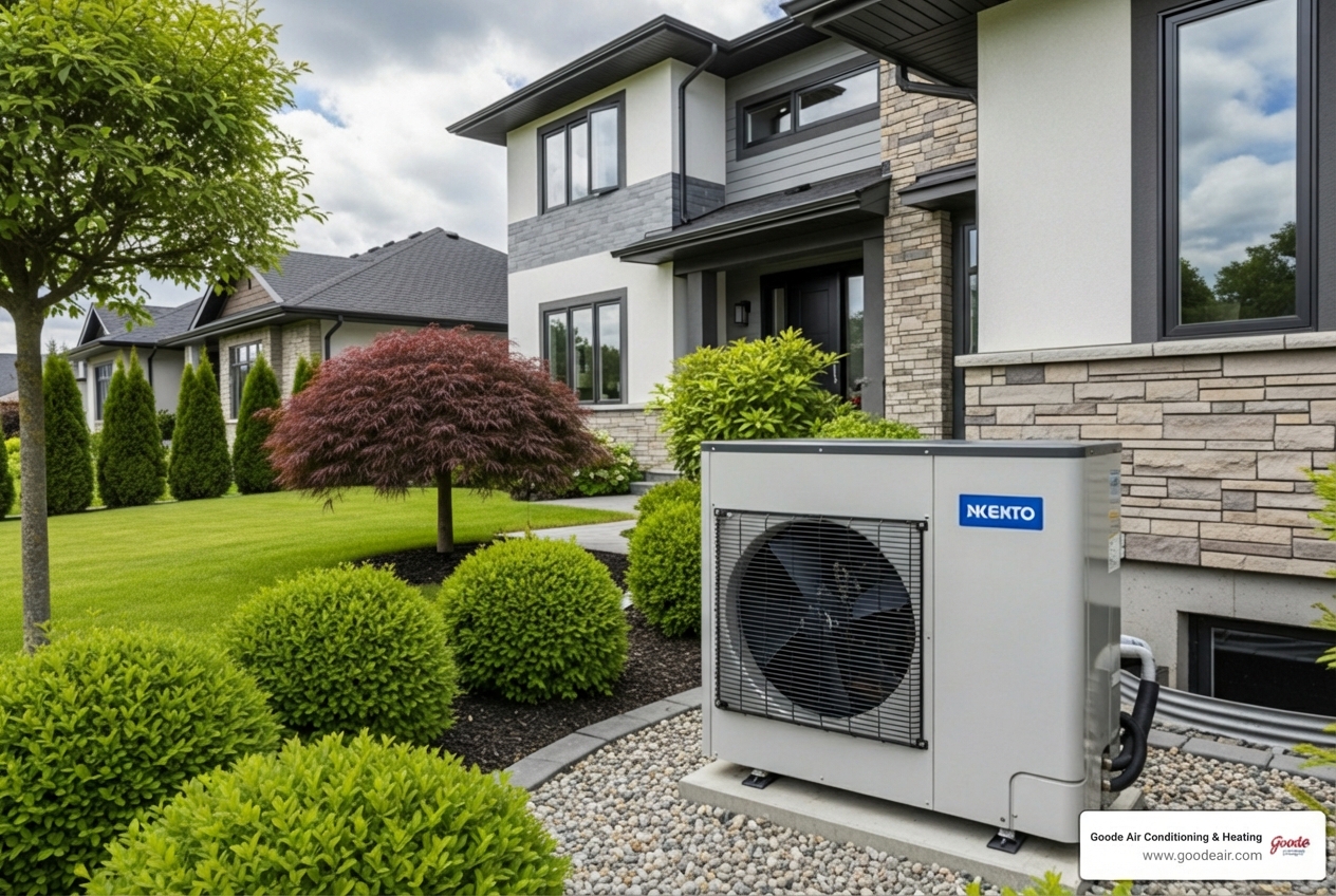 modern heat pump unit outside suburban home - heat pump installation humble tx