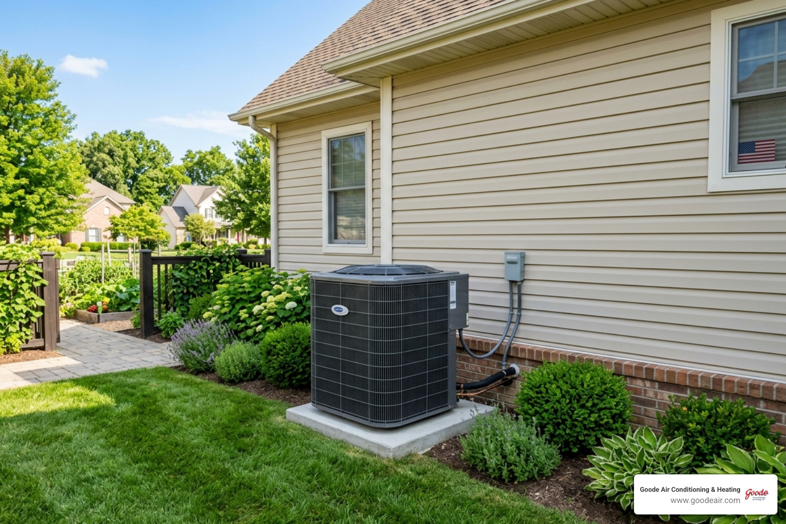 modern high-efficiency outdoor AC unit next to a well-maintained home - how a new hvac system increases home value