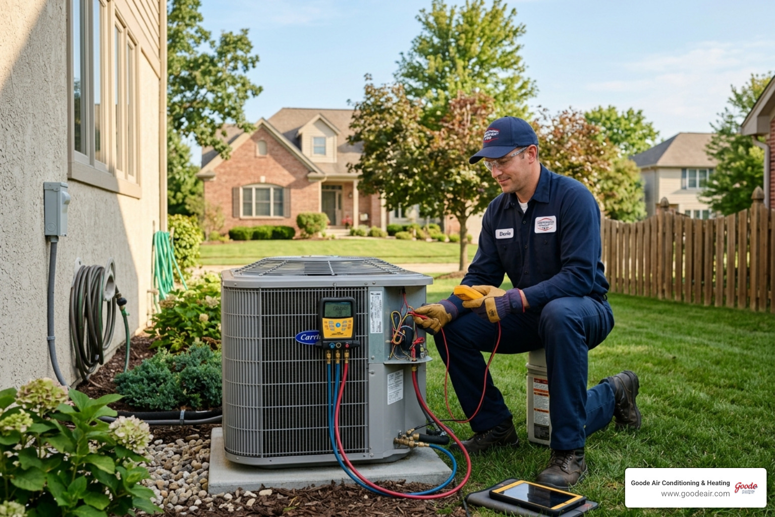HVAC technician inspecting outdoor unit during professional home inspection - repair vs replace your hvac decision guide