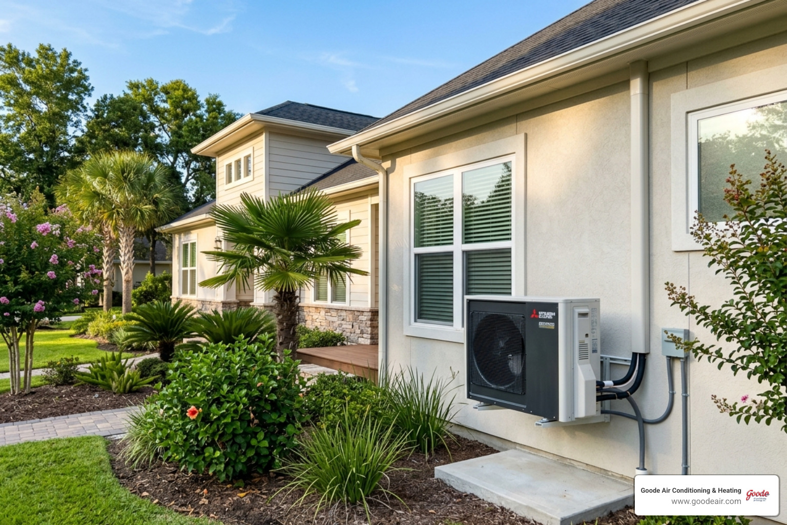 heat pump installed at a modern Southeast Texas home - heat pump benefits for southeast texas homeowners