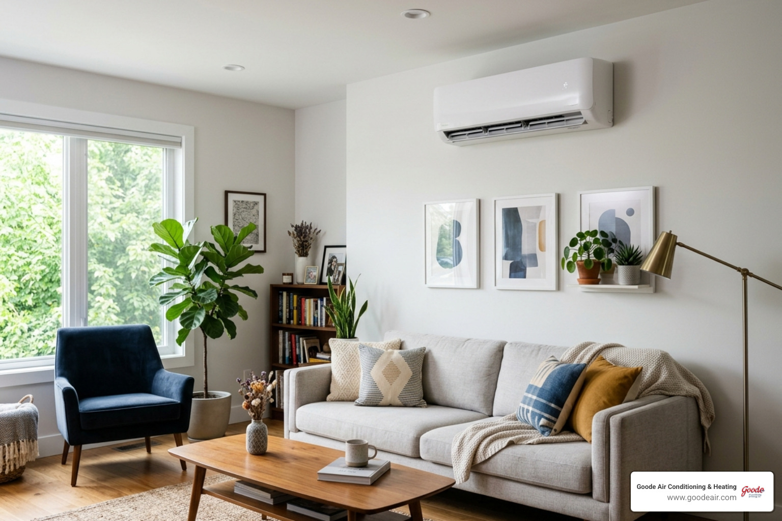 ductless mini split system wall mounted indoor unit modern living room - ductless mini split systems explained