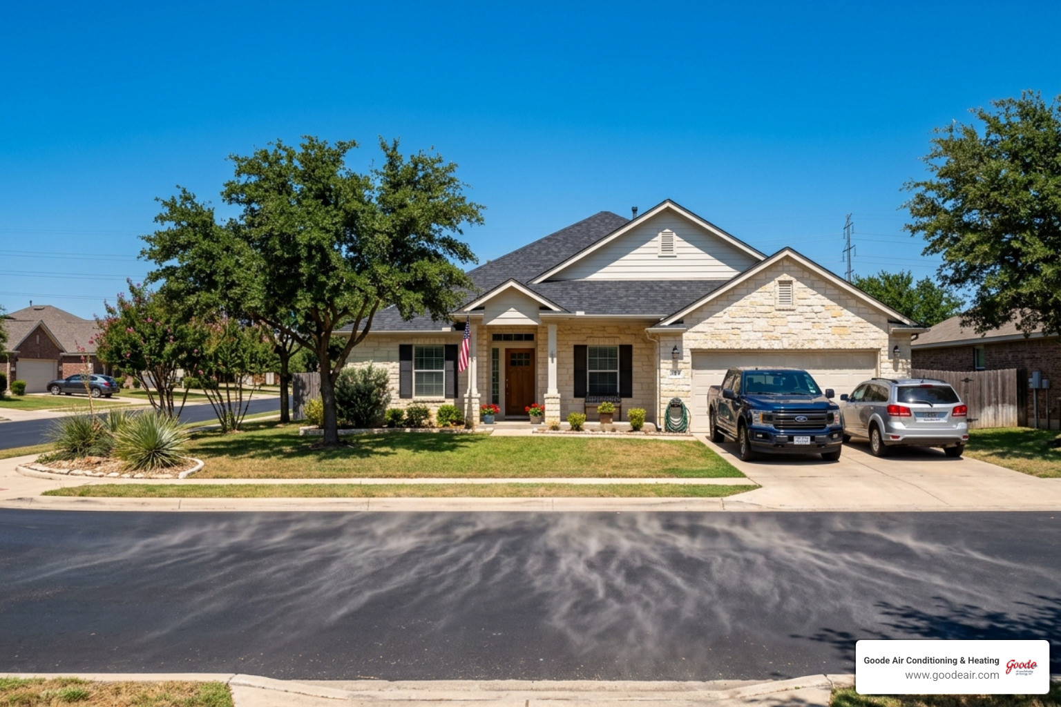 Texas home during summer heatwave with visible heat shimmer and blue sky - benefits of regular ac maintenance in texas