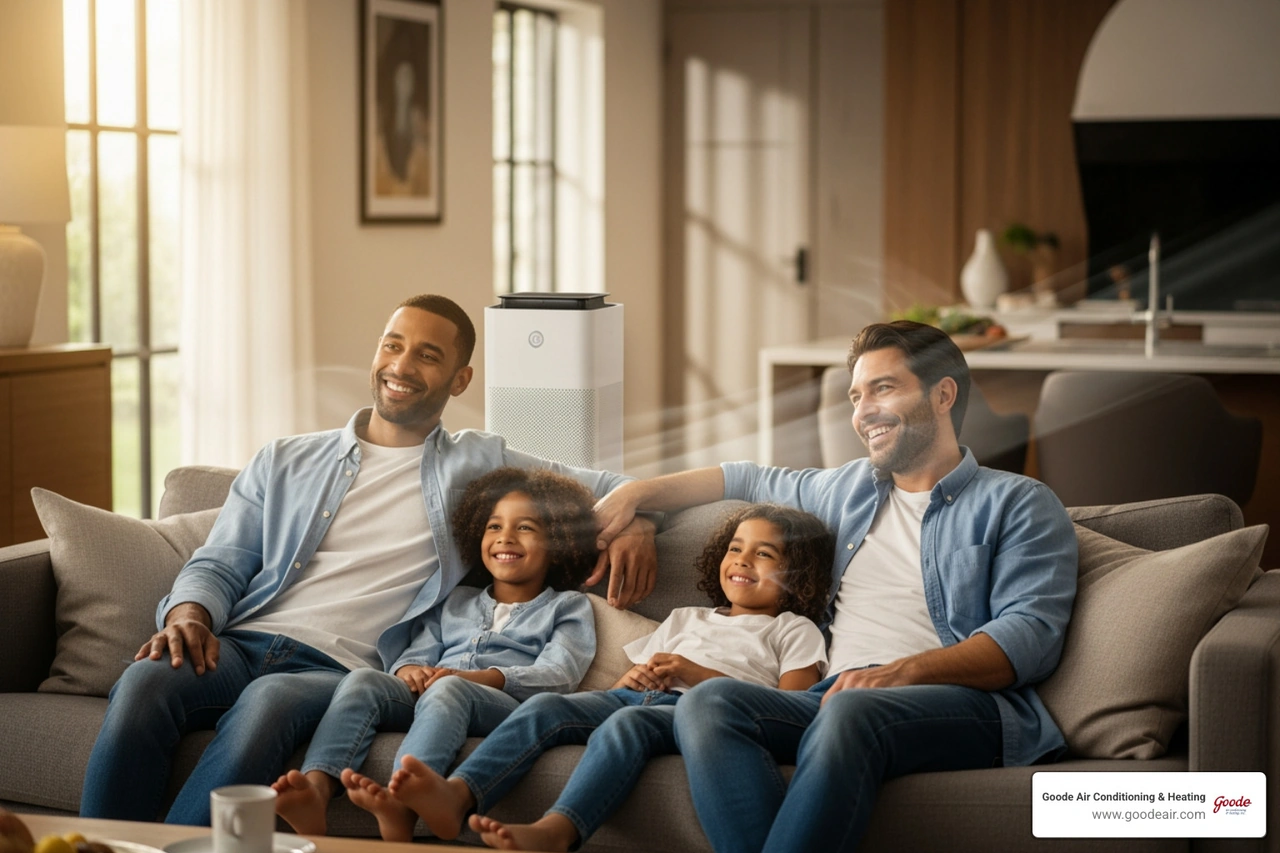 whole home air purifier humid climate living room family breathing fresh air