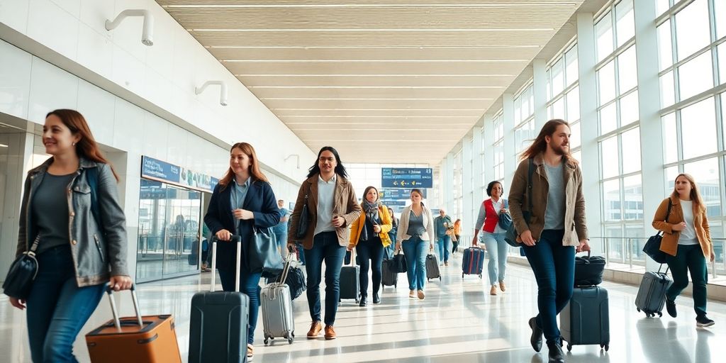 People moving seamlessly through a futuristic station