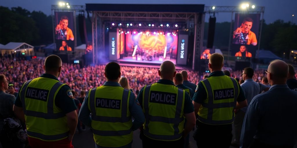 Emergency response team at outdoor concert.