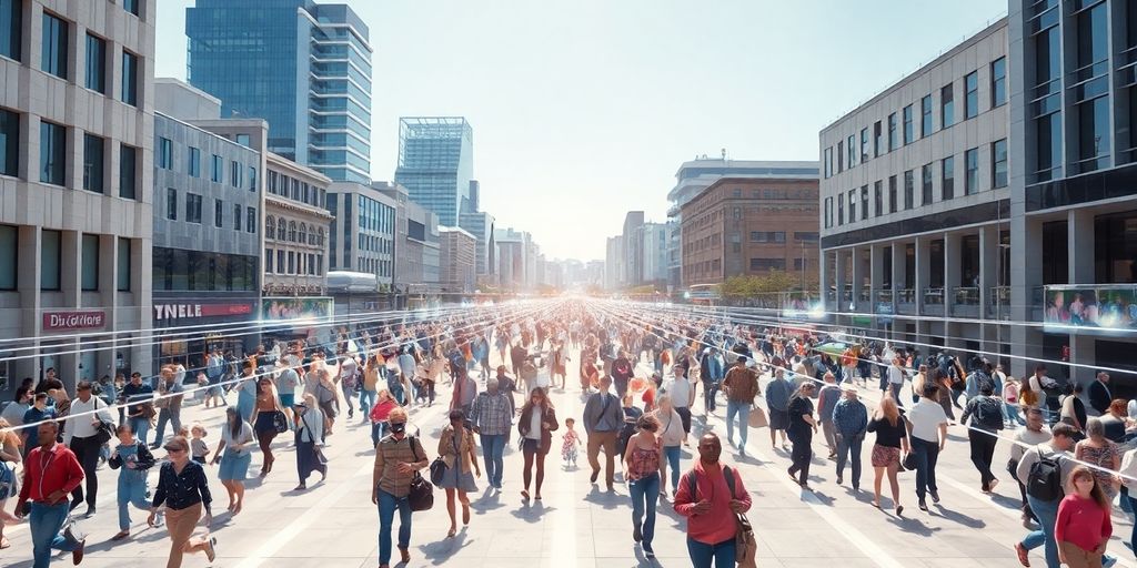 AI managing busy crowds, preventing bottlenecks.