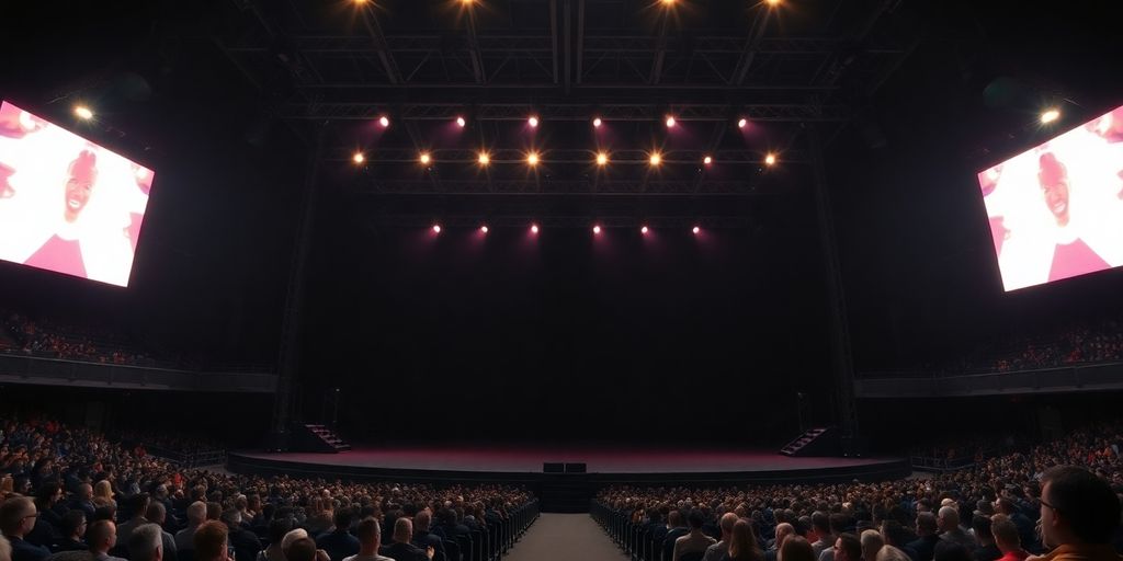 Concert stage with lights.