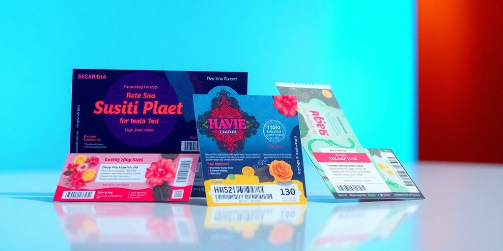 Digital tickets with Indonesian flag motifs.