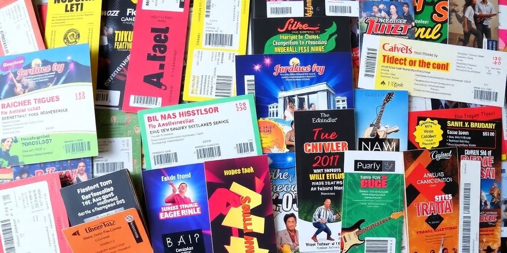 Event tickets in Indonesia with vibrant designs.