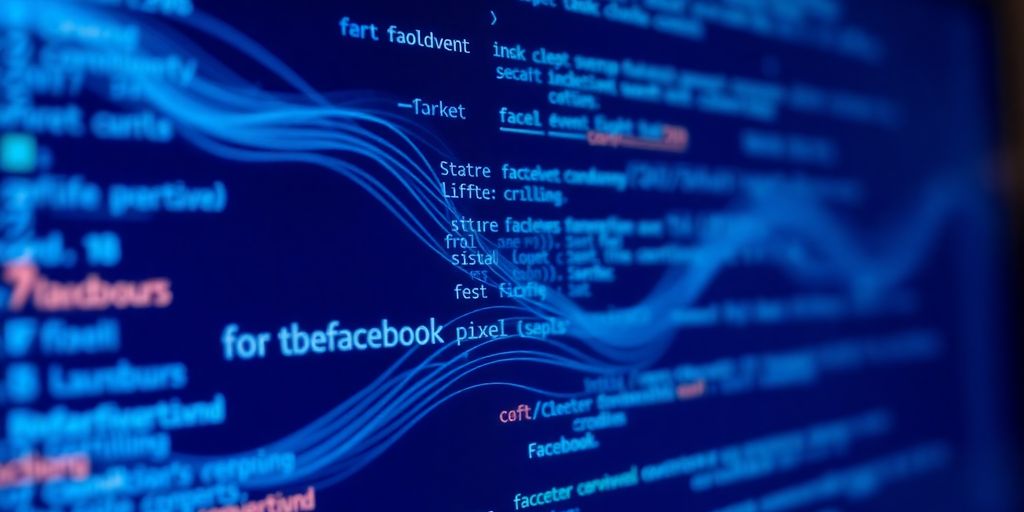 Facebook Pixel code snippet on screen.