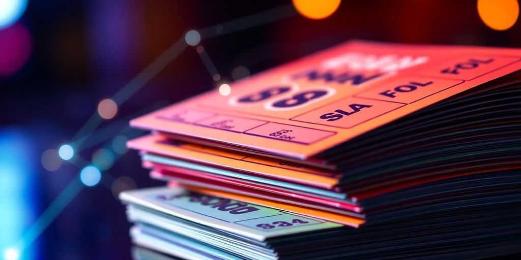 Event tickets with glowing digital connections.