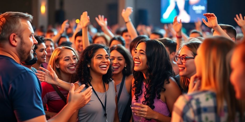 People celebrating success after event feedback.