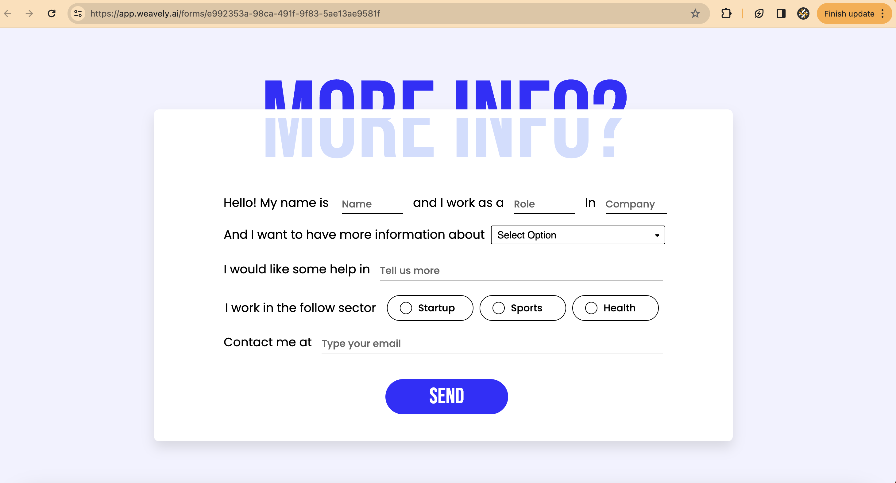 Custom user-friendly design of a contact form