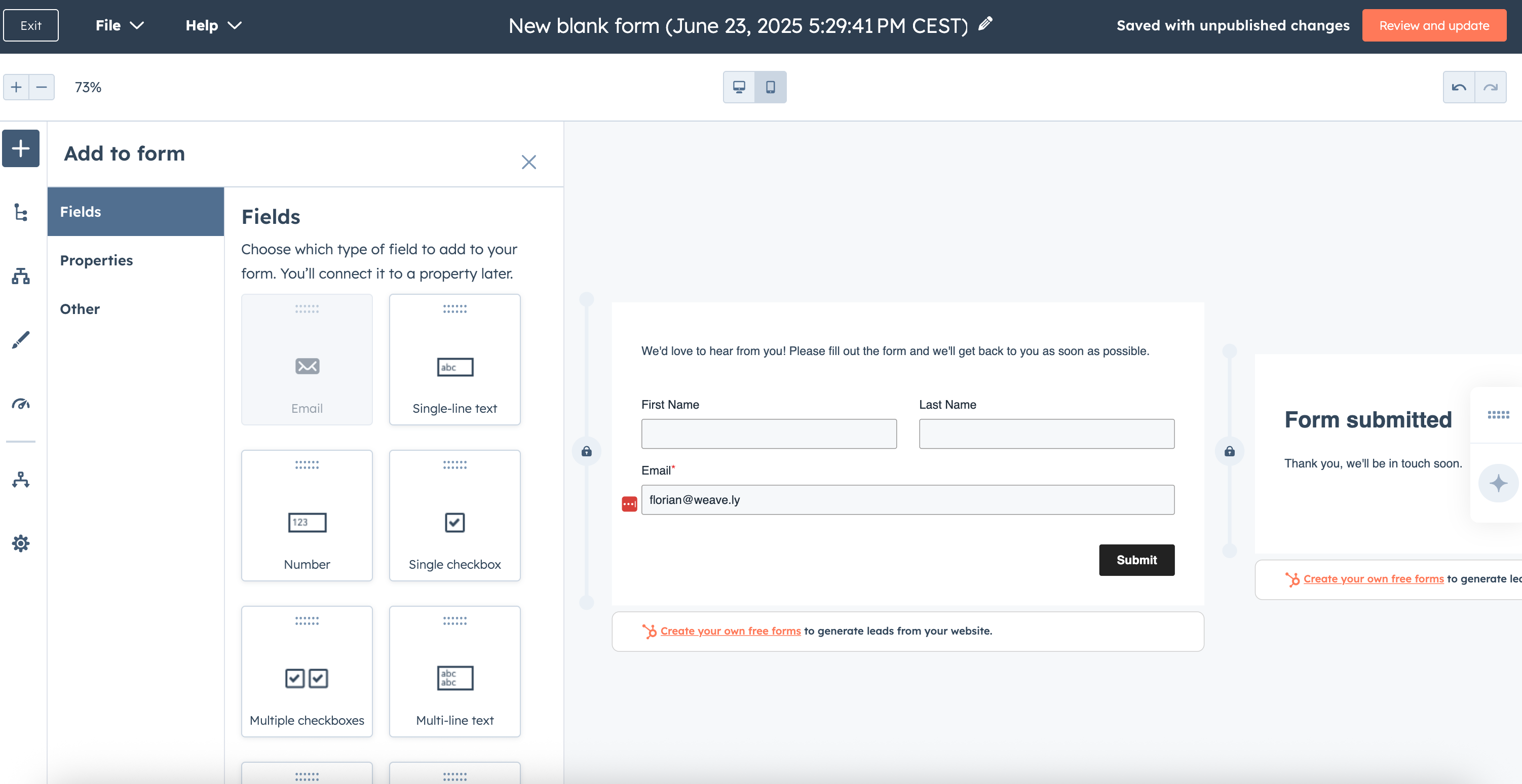 Creating a lead gen form in HubSpot