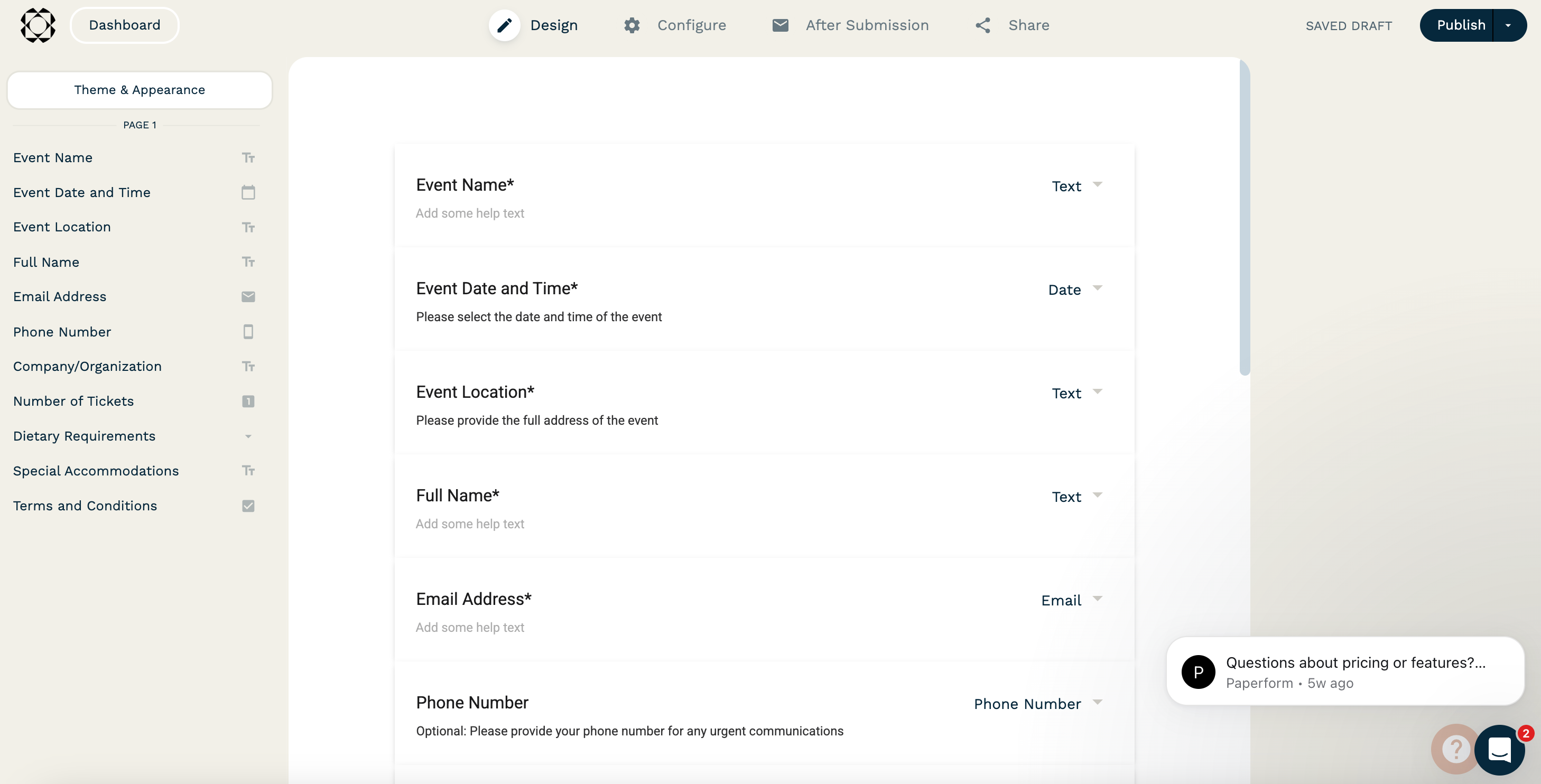 Building an online form with Paperform to send data to Google Sheets