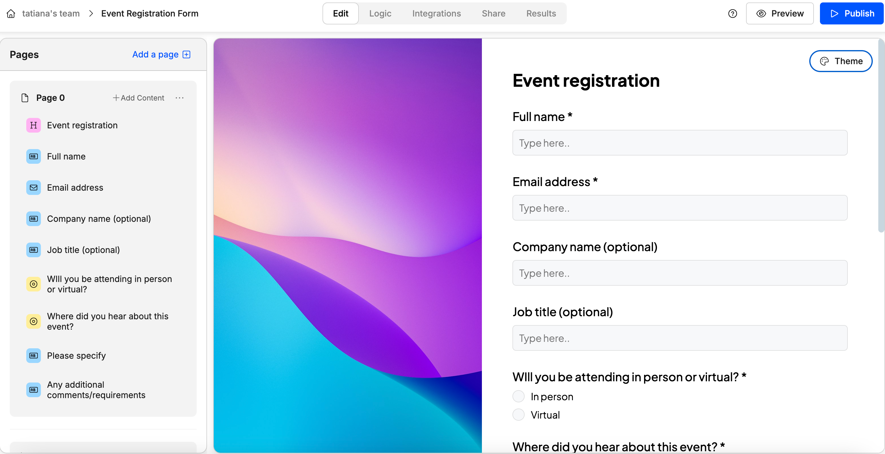 Building an event registration form in Weavely and sending form submissions to Google Sheets