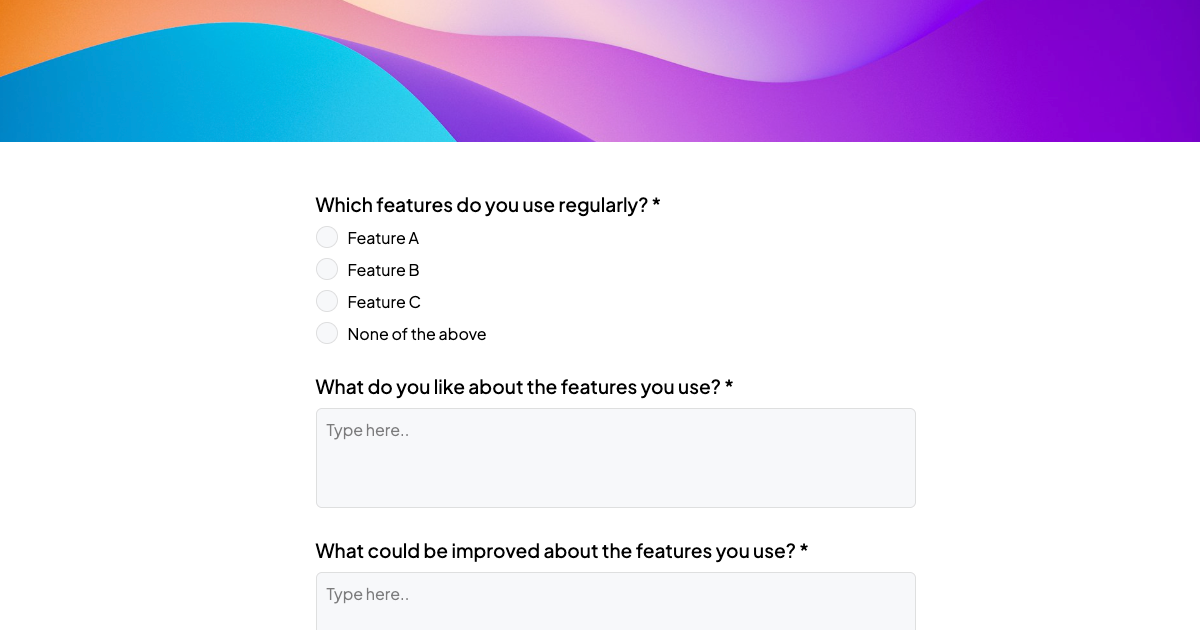 Example of a Feature Adoption Survey built with an AI-native form and survey tool Weavely