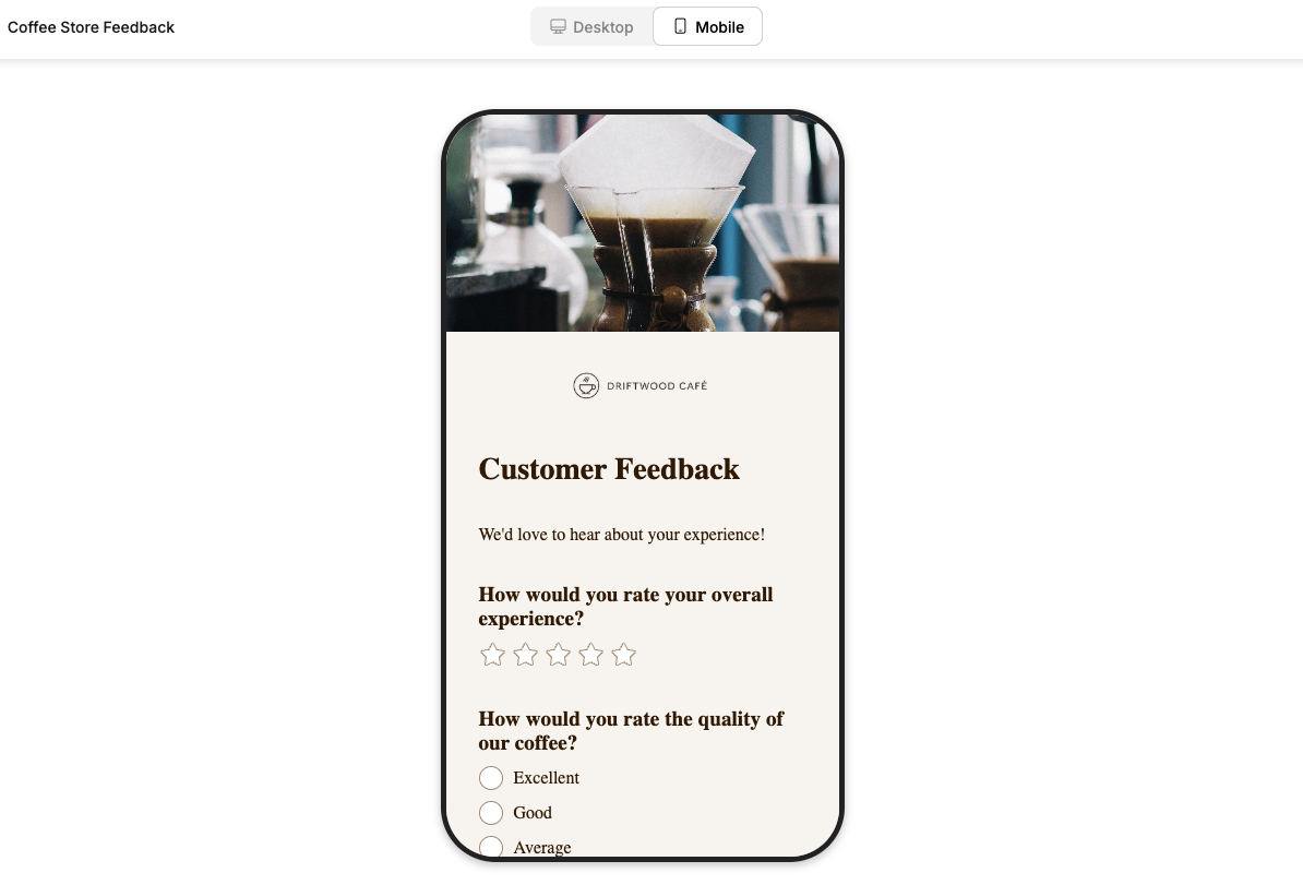 Checking form for mobile optimisation in Weavely