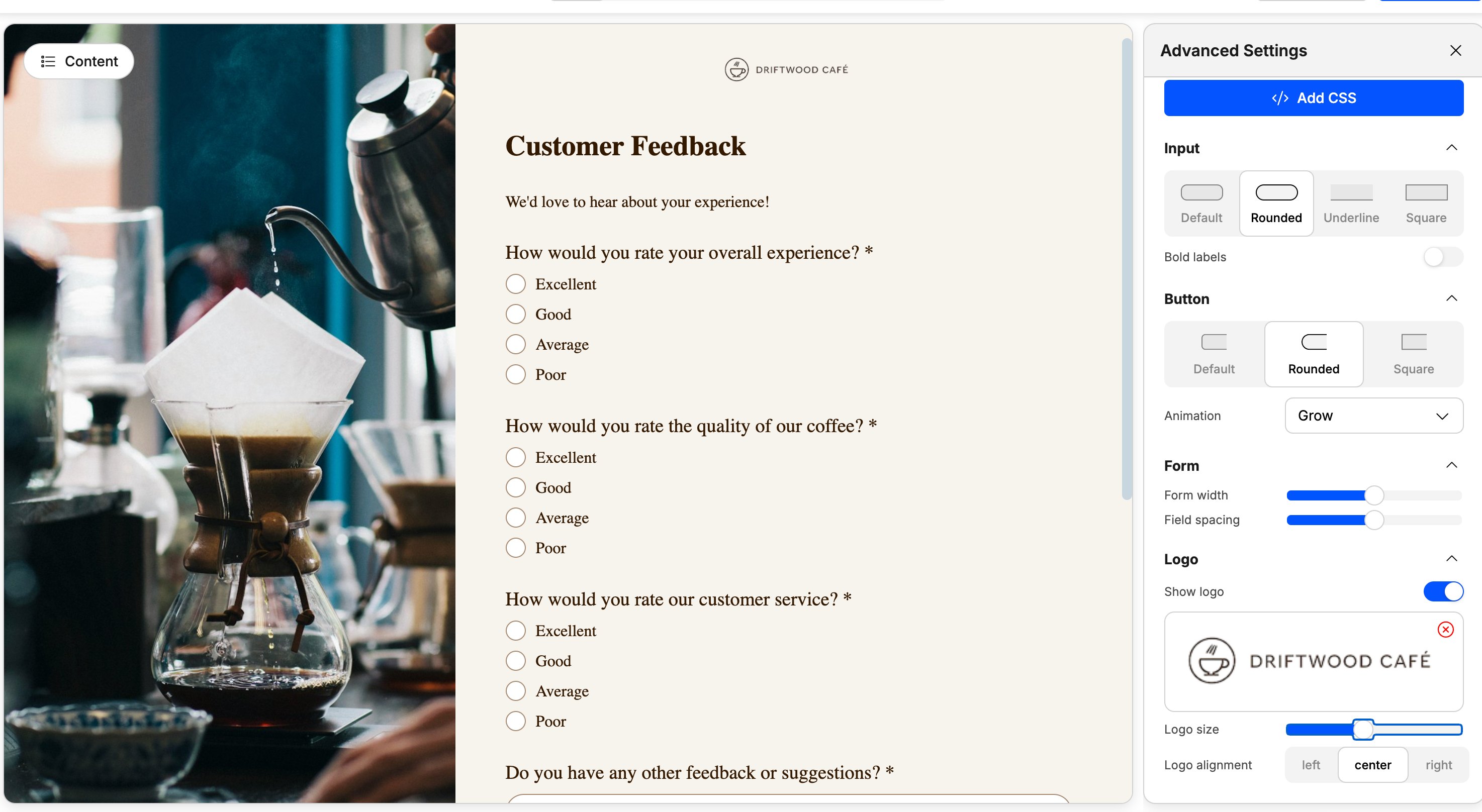 Adding a logo make a form look more on-brand