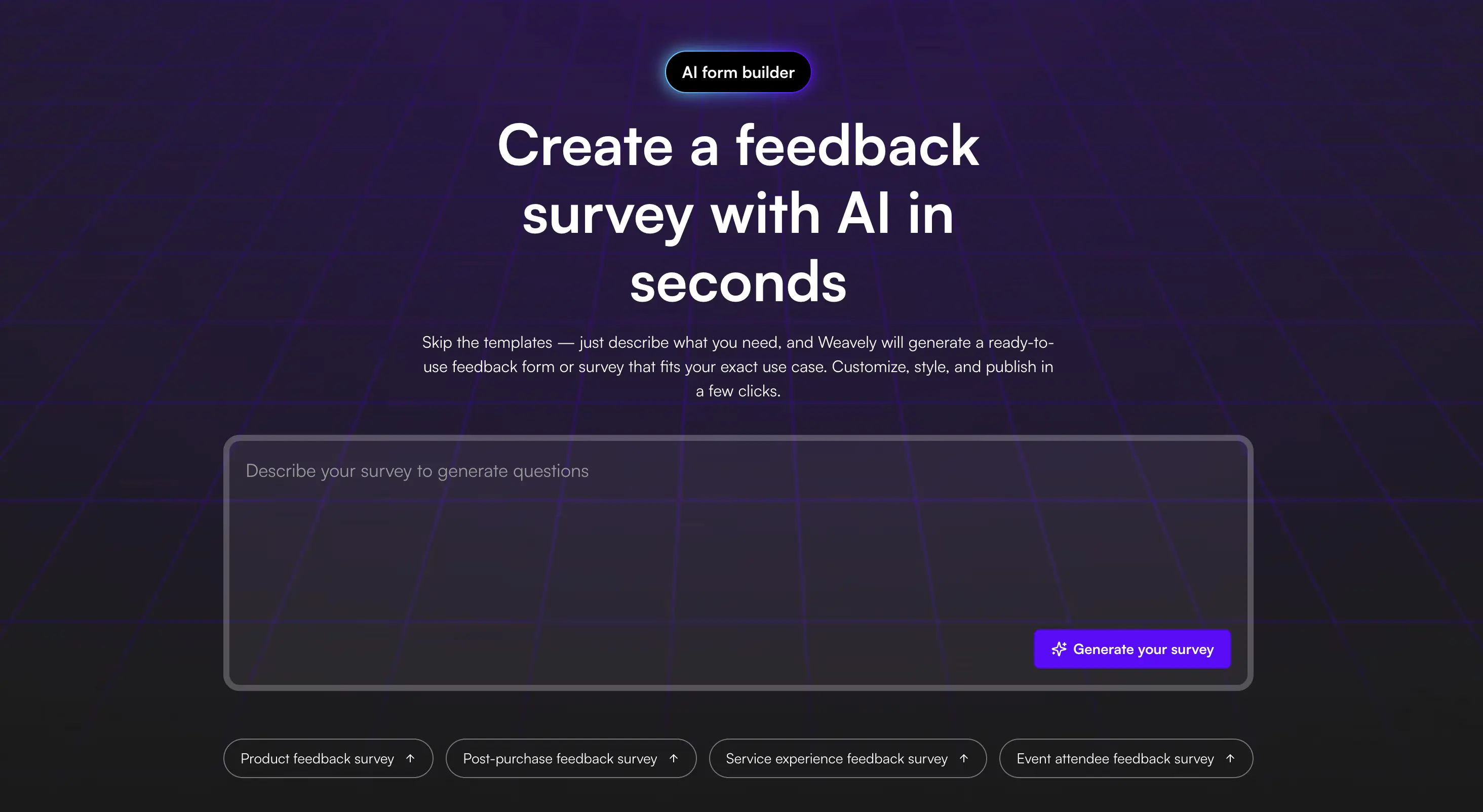 Free employee feedback survey generator by Weavely