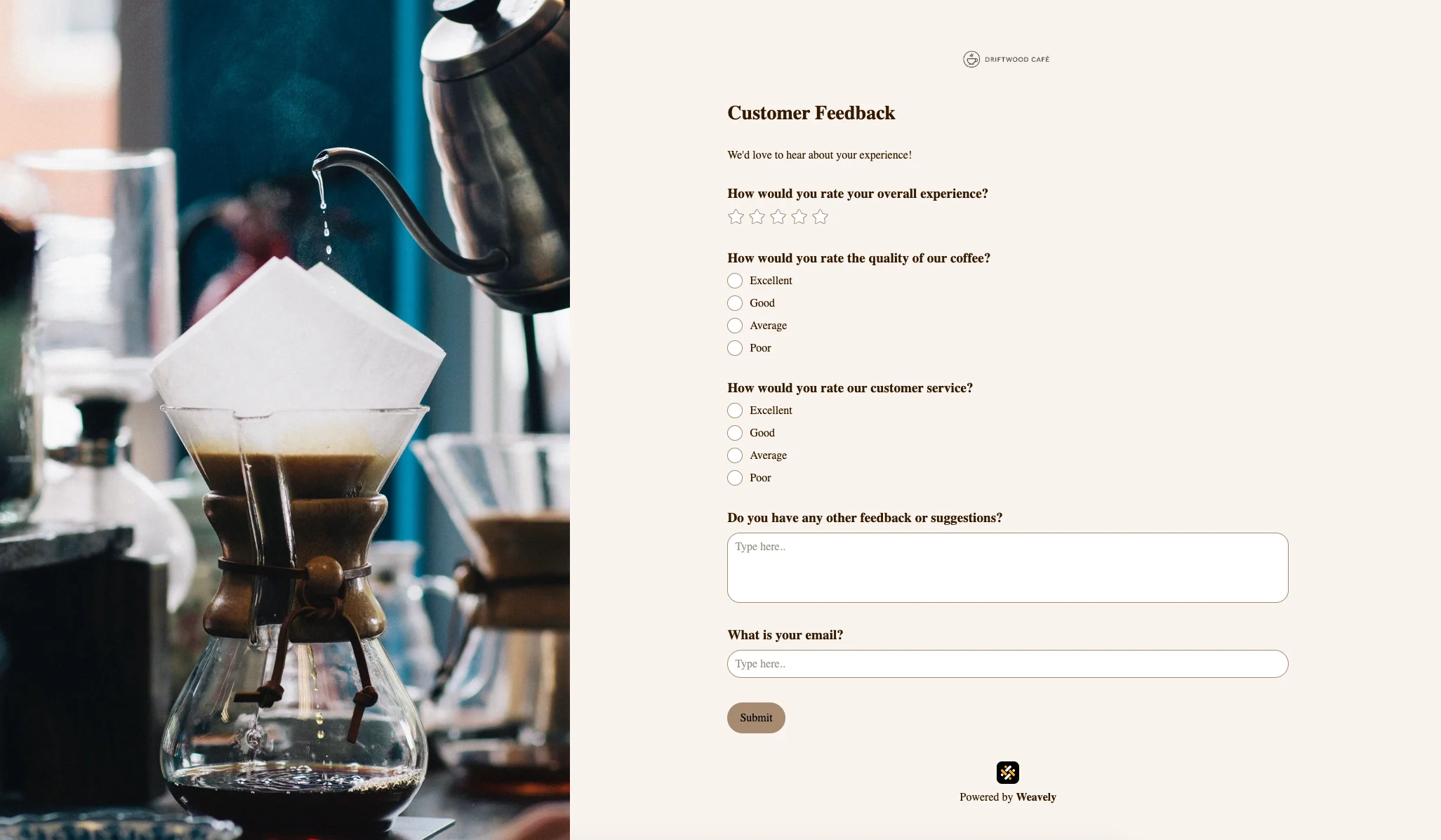 Improving form design of a feedback form in Weavely