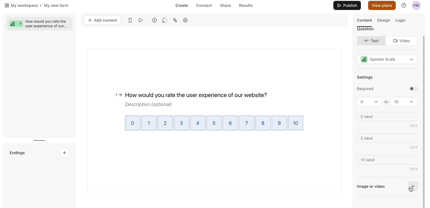 Animated GIF showing the different ways to embed an image in a Typeform survey.