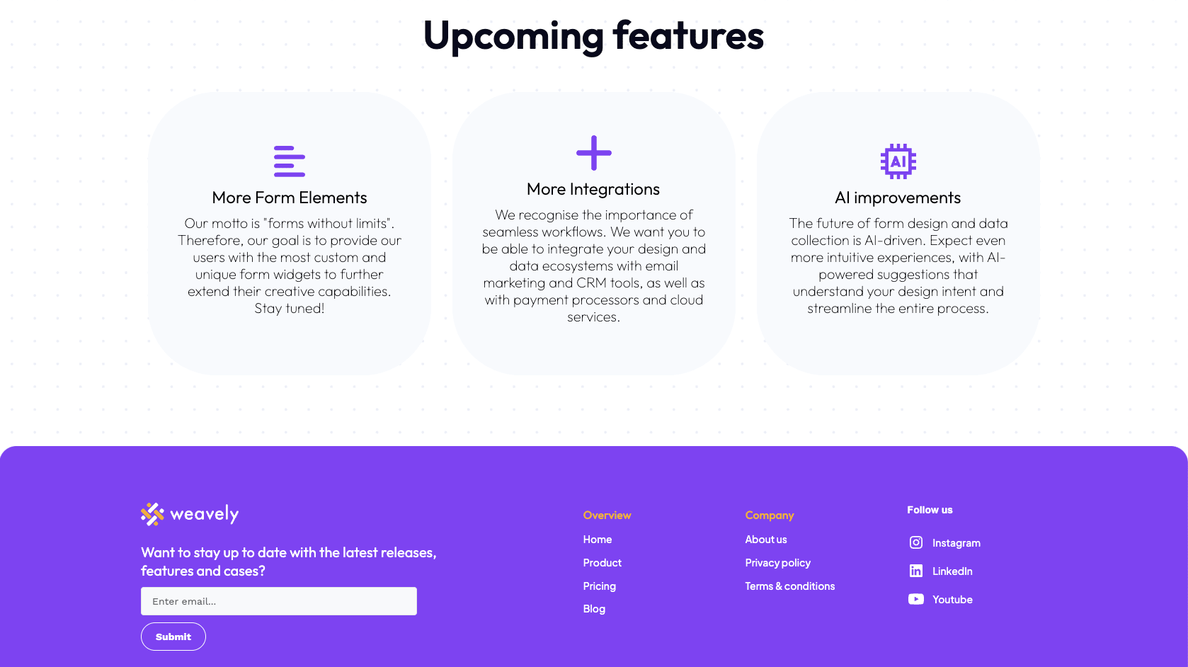Newsletter sign up as an embedded form