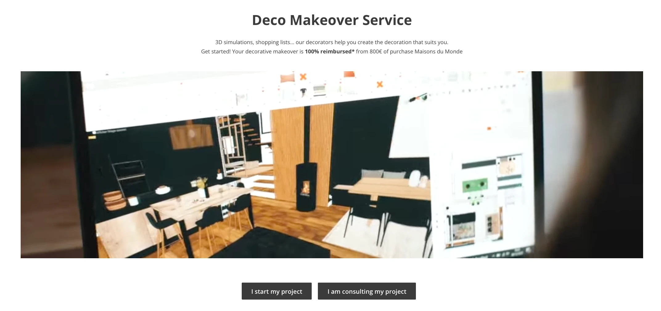 Example of Maisons du Monde using a deco makeover service as a lead magnet