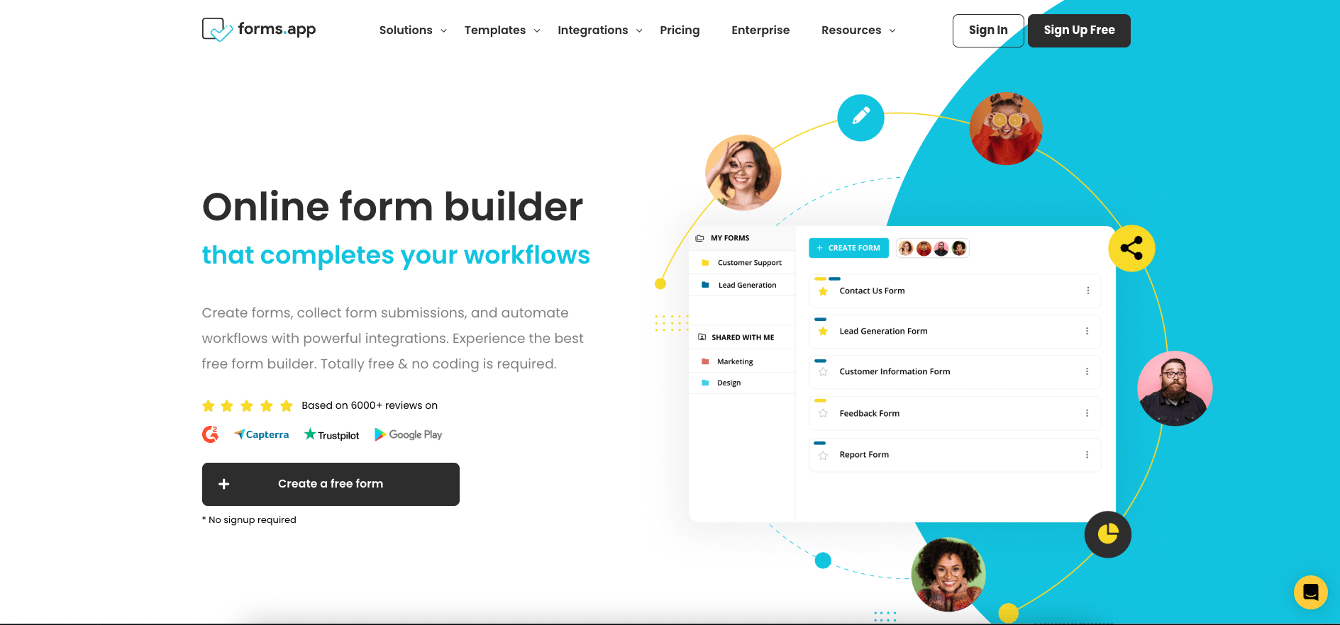 Forms.app's landing page
