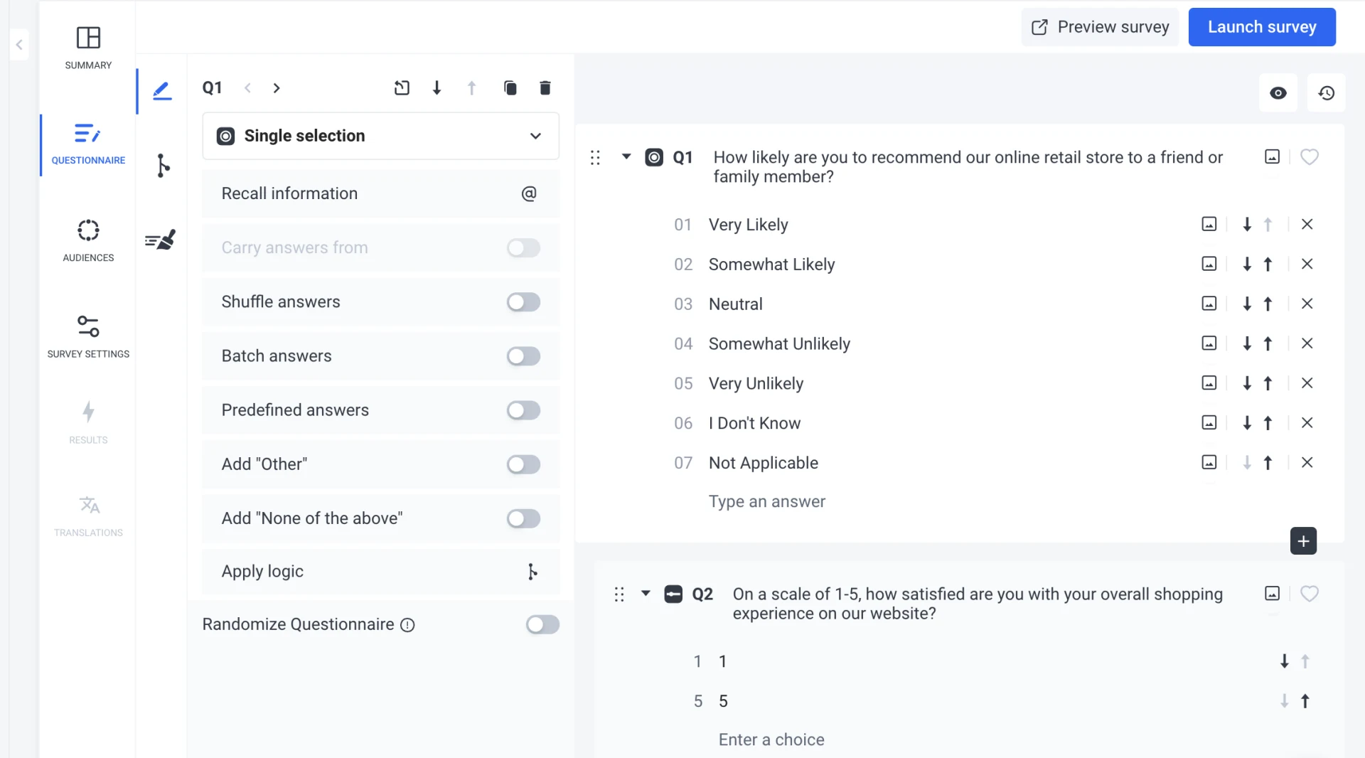 AI-powered customer satisfaction survey made in Pollfish