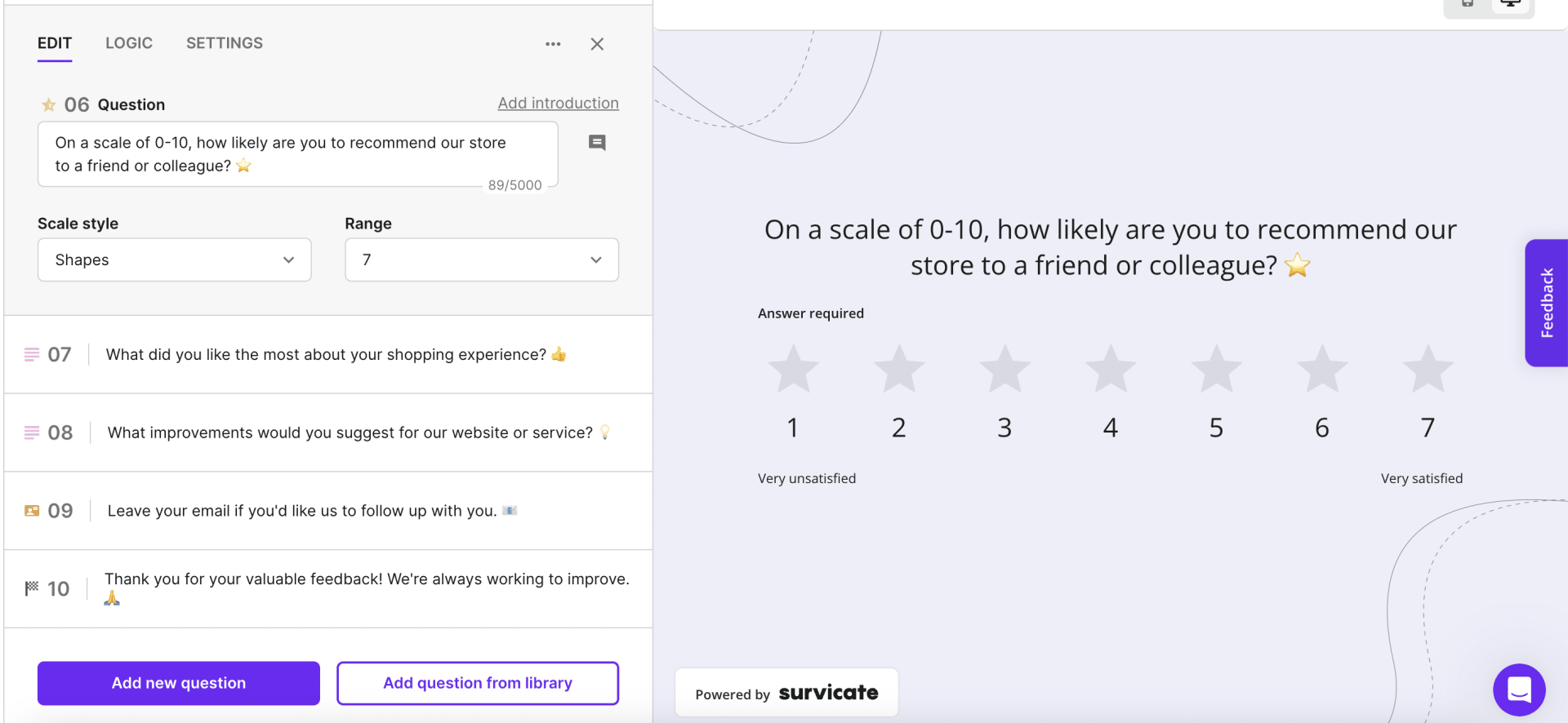 Generating a customer satisfaction survey with AI in Survicate