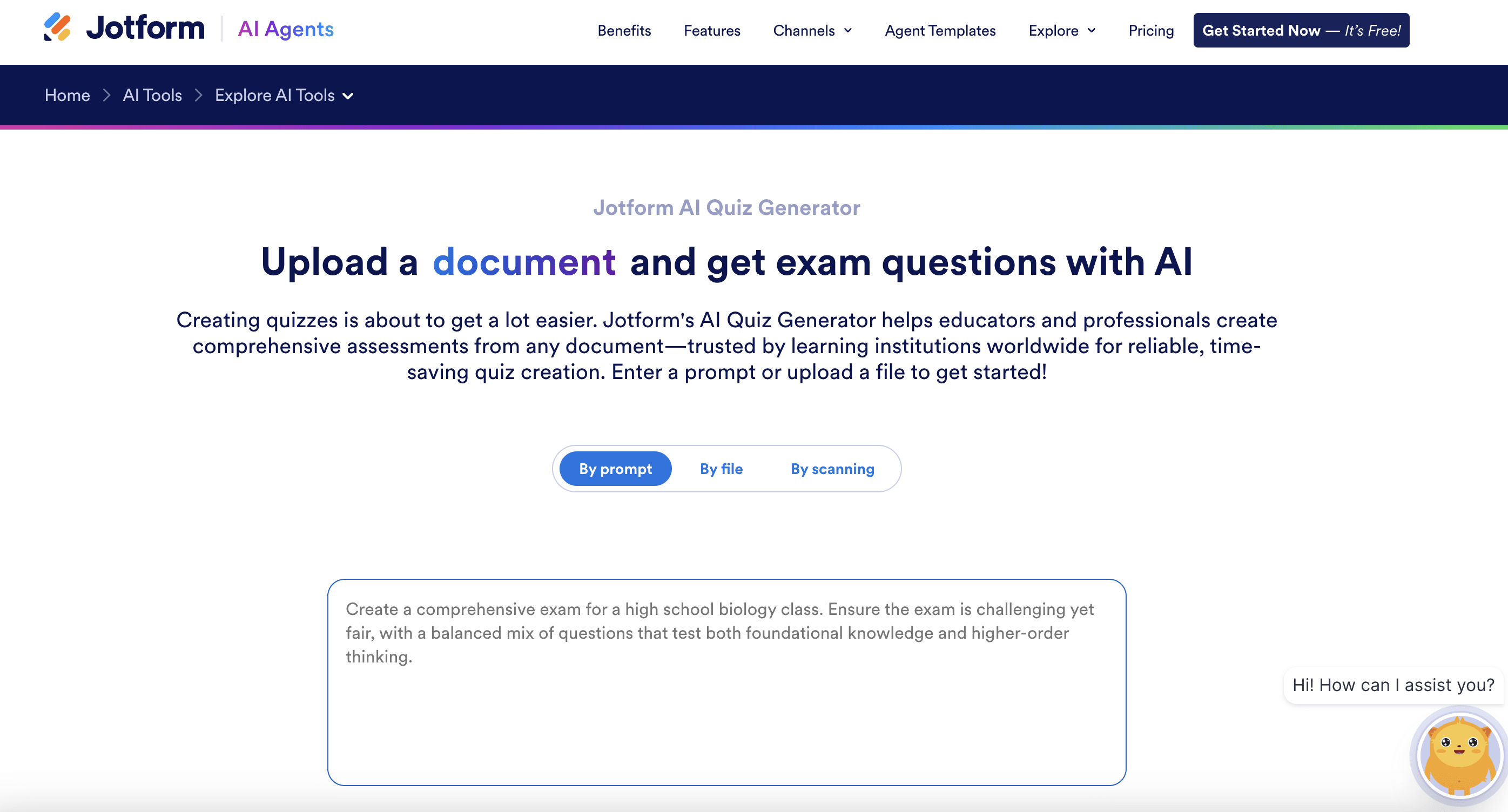 Jotform's new feature: AI quiz generator