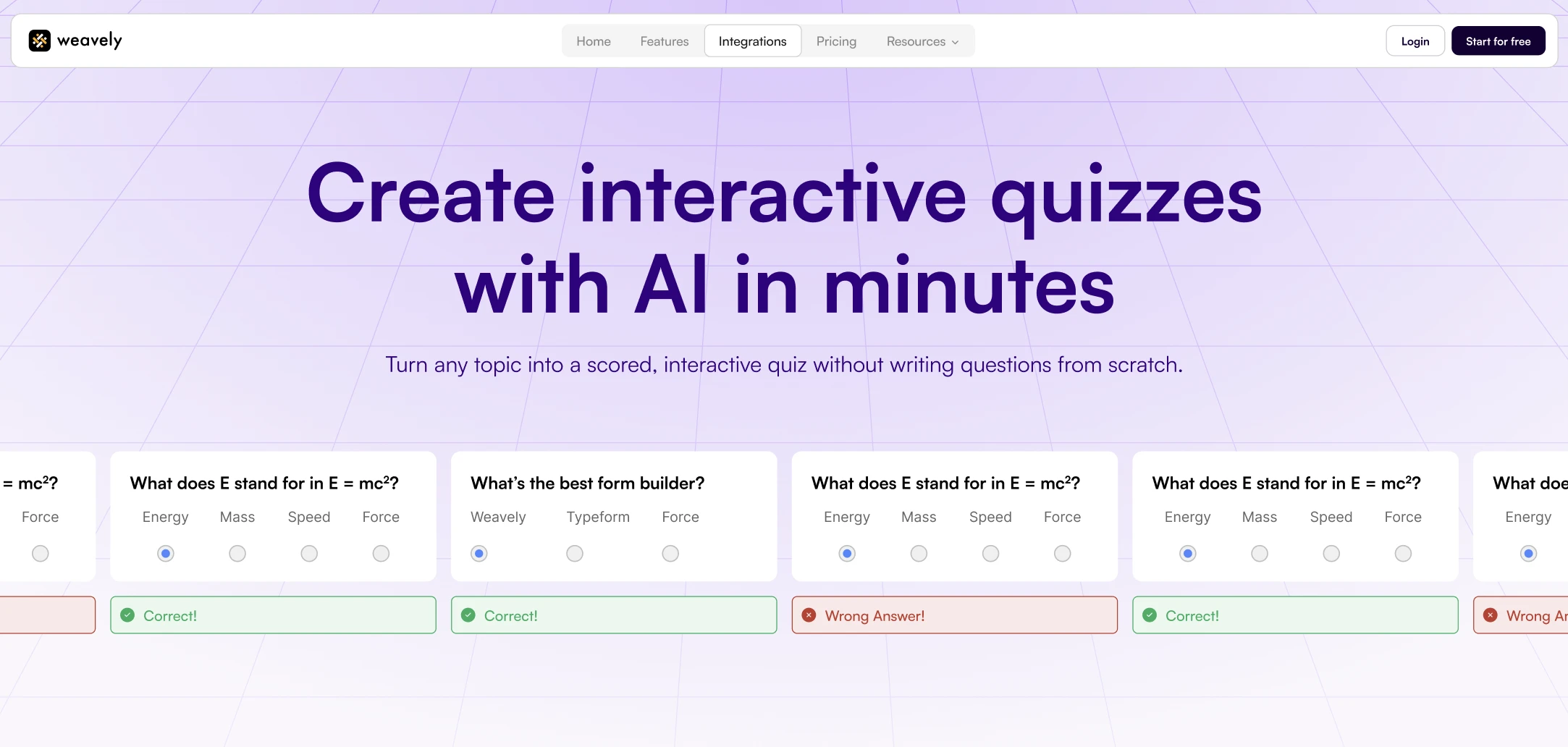 Weavely - a free AI quiz generator