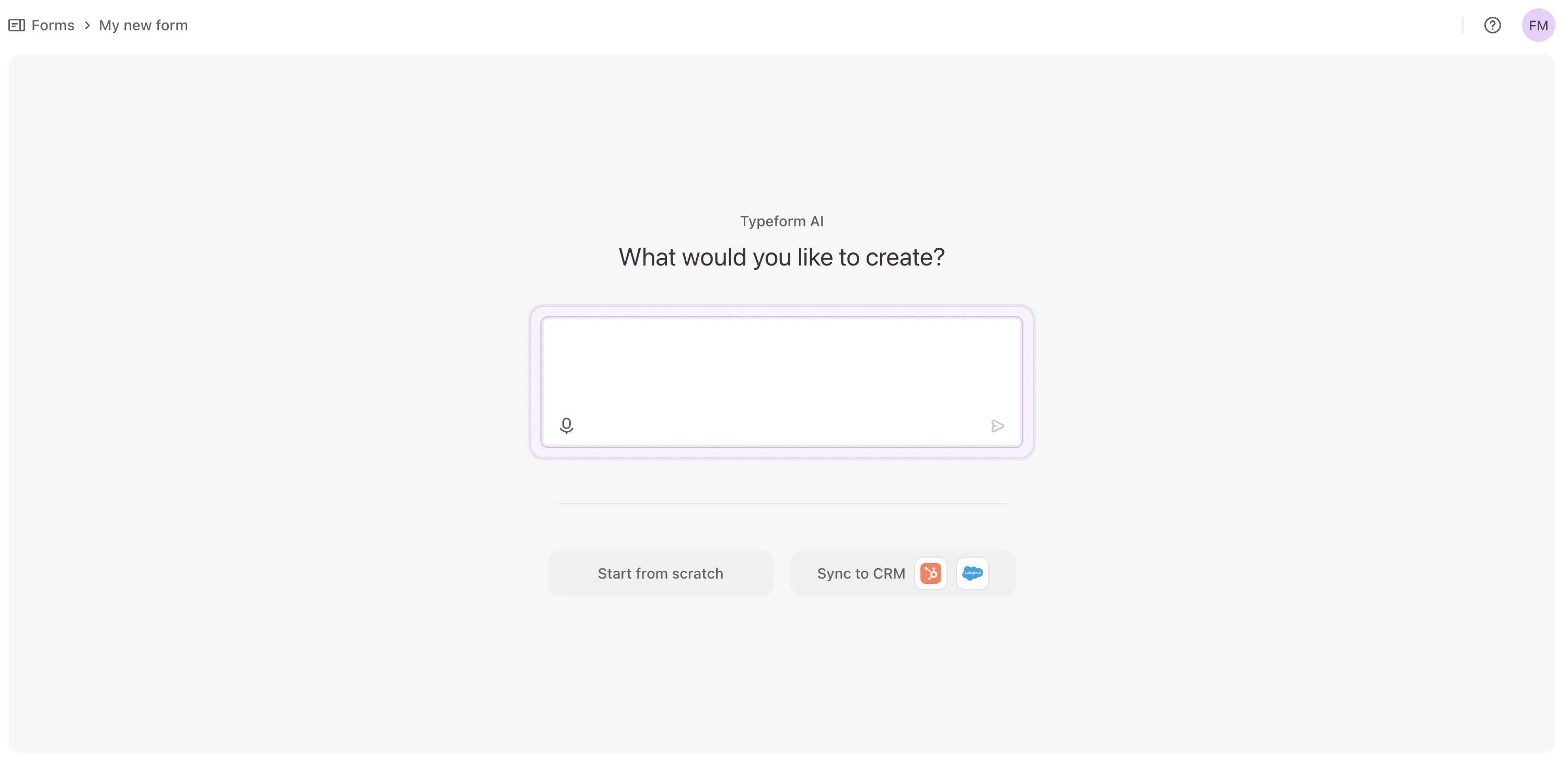 Screenshot from Typeform's AI form builder