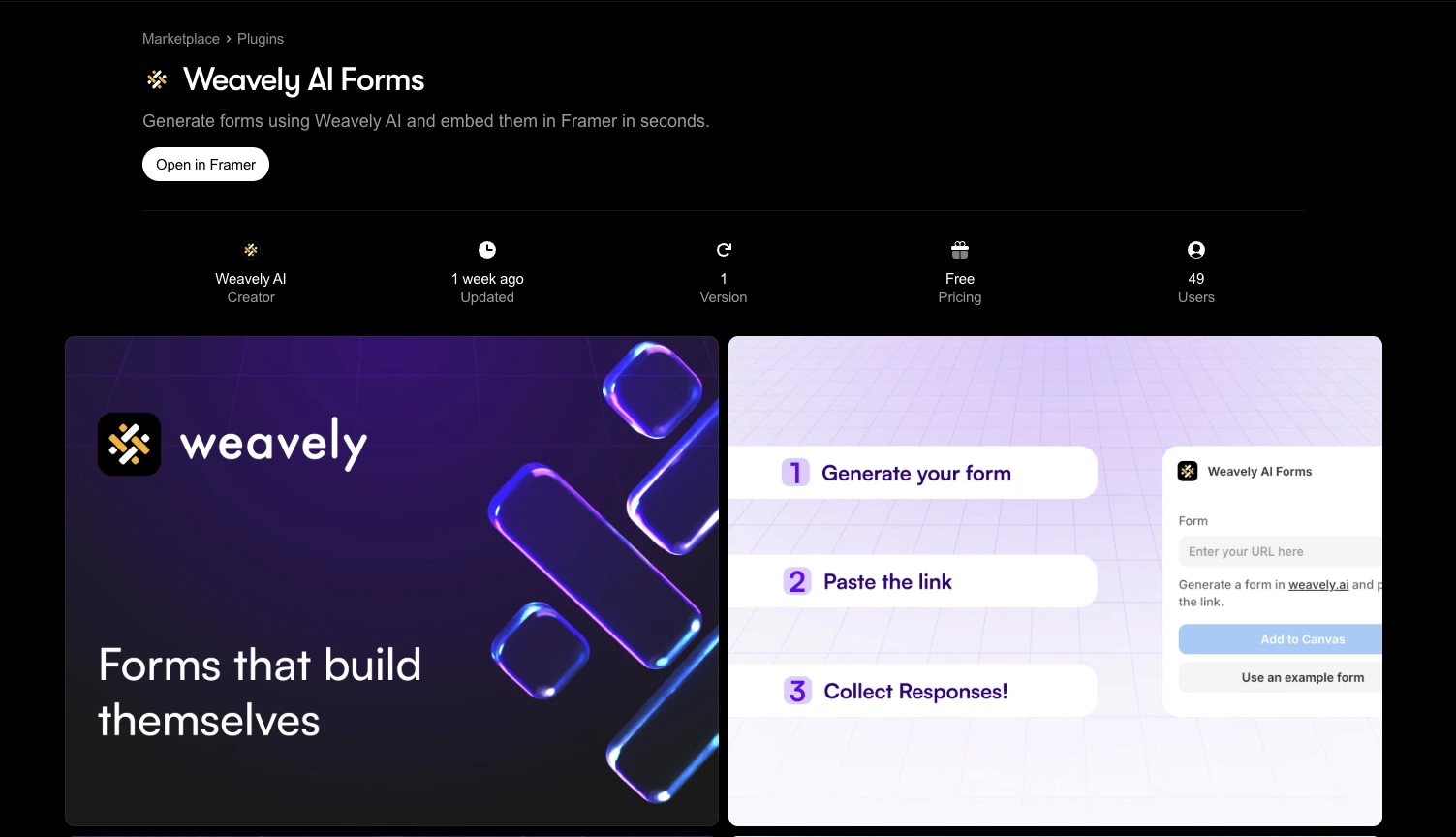 Weavely - a Framer plugin for building forms