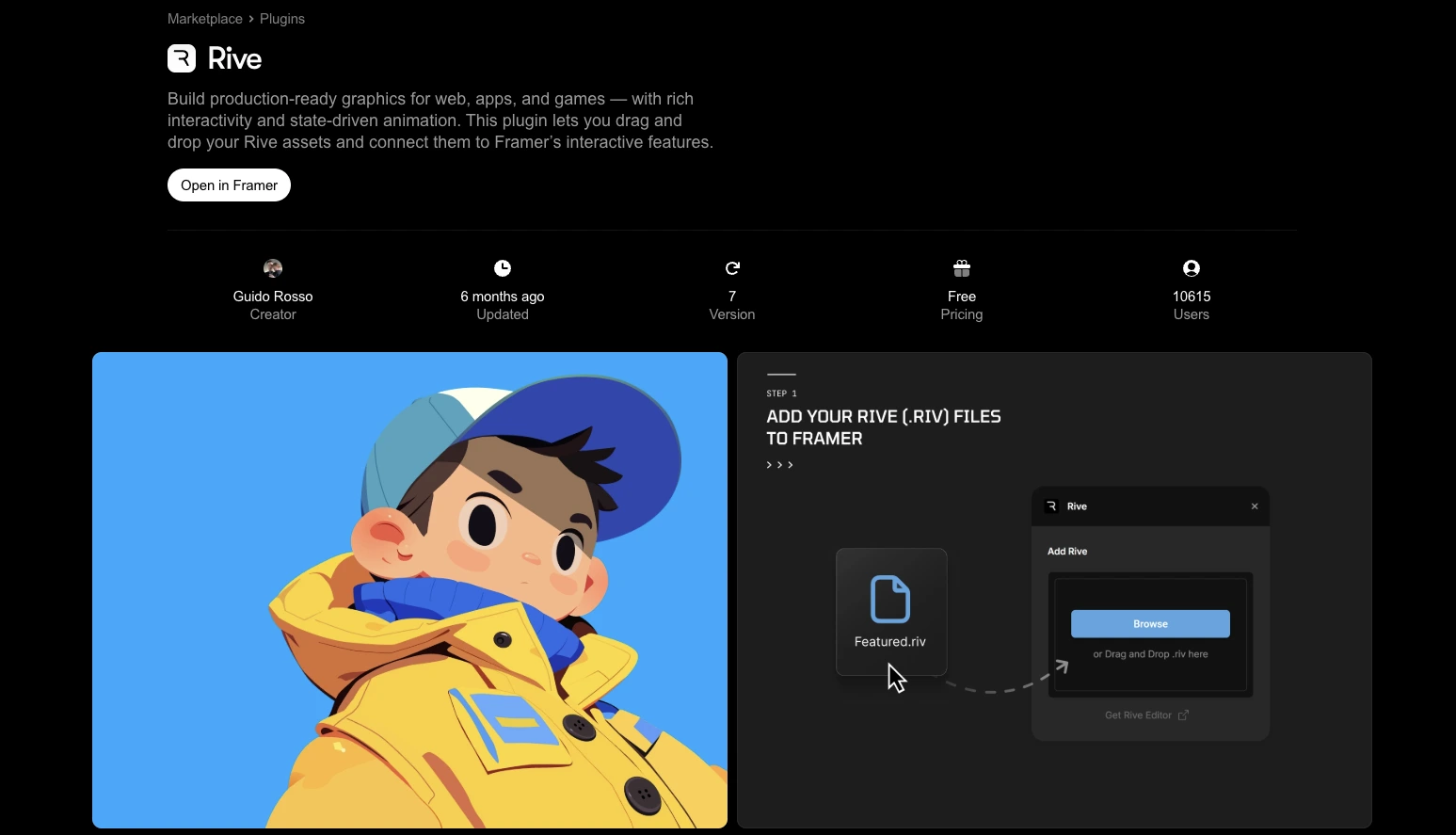 Rive - a graphic and animations tool that integrates with Framer