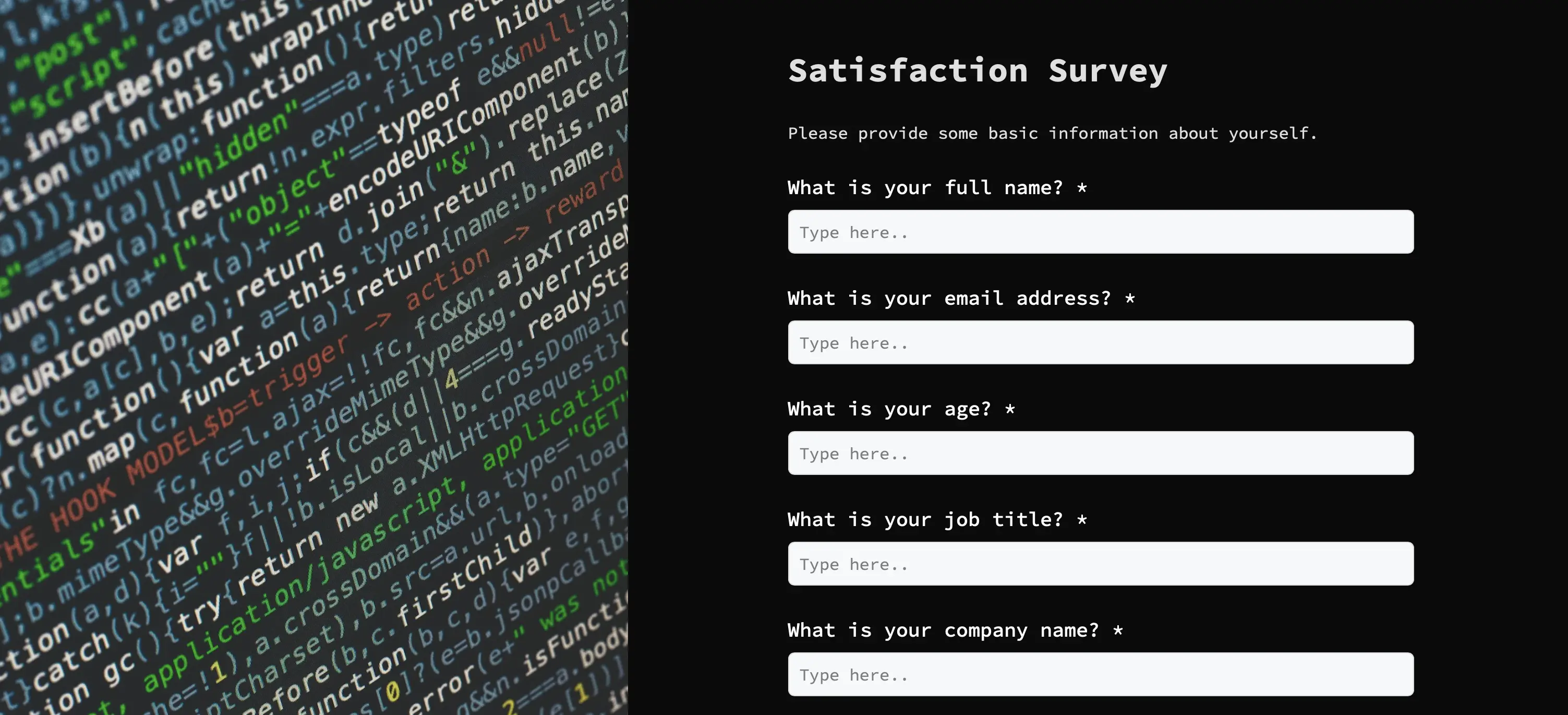 Screenshot of a form generated from a Google Sheet using Weavely AI