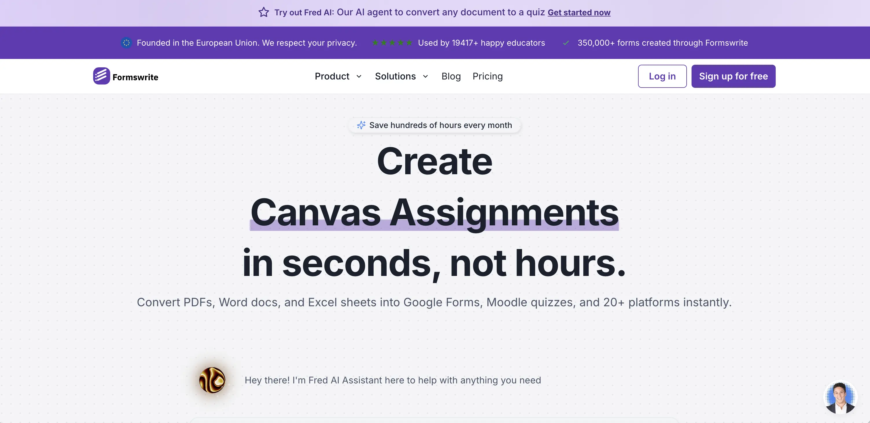 Screenshot of the formswrite website