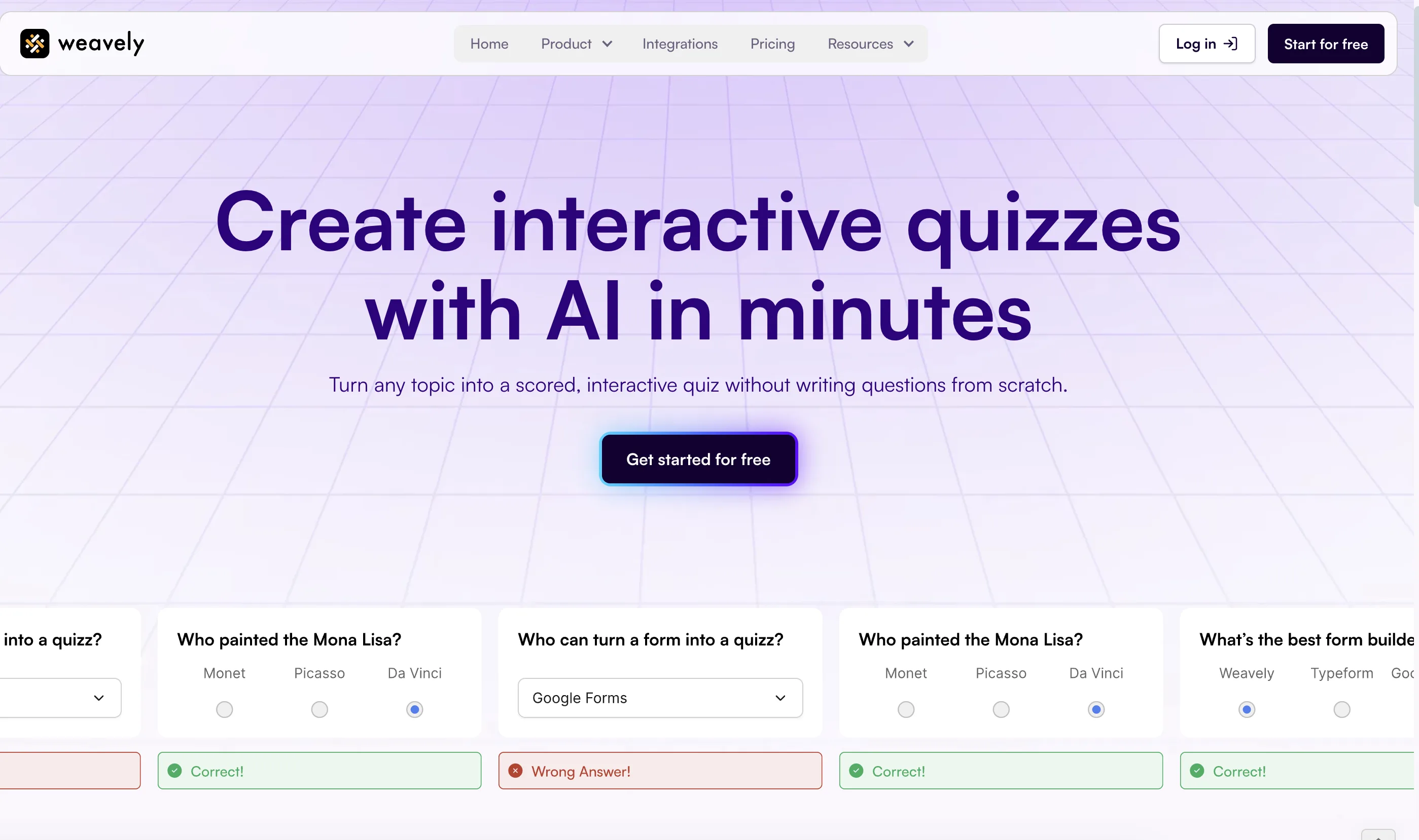 Weavely is a free Ai quiz builder