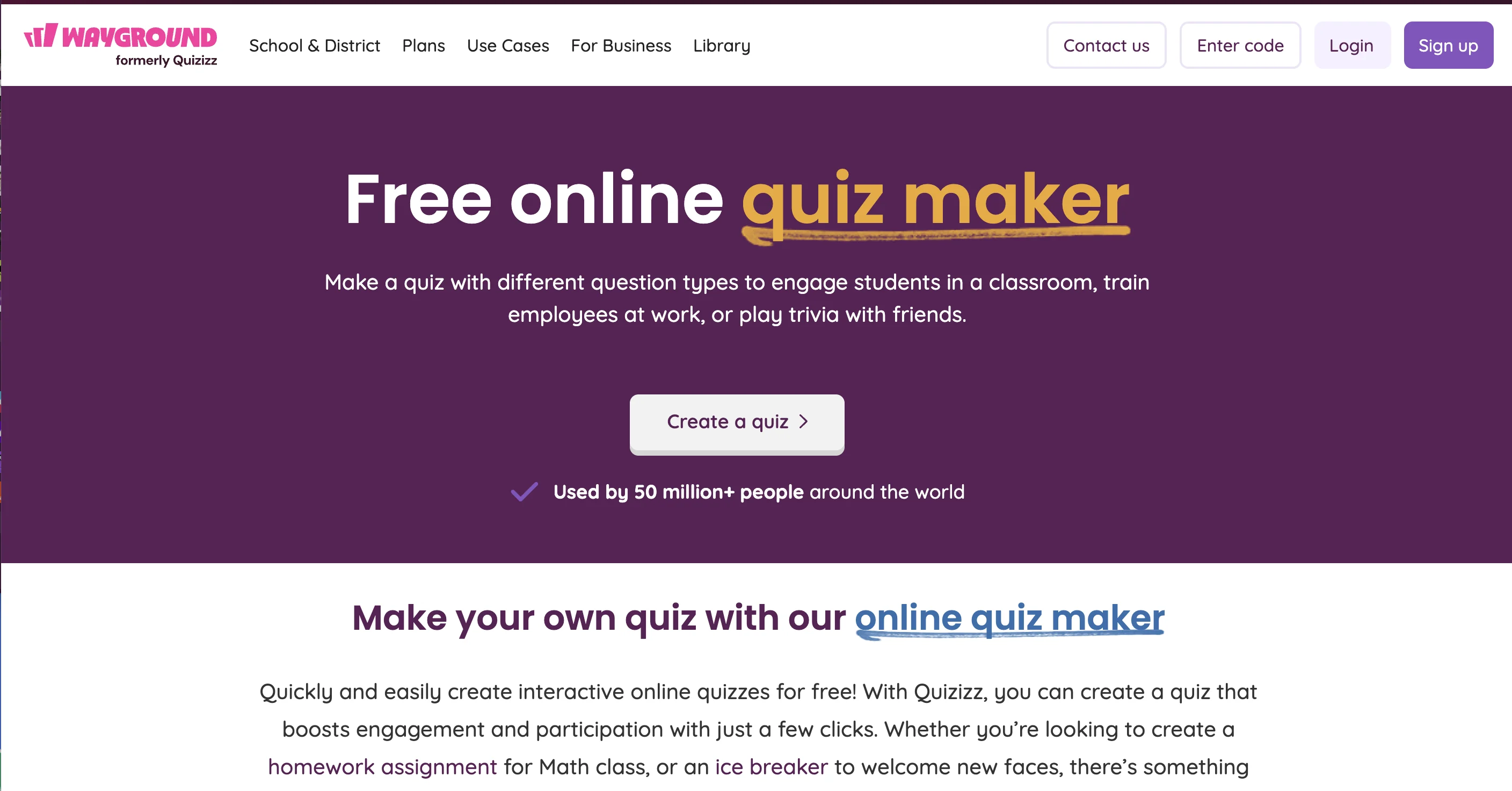 Quiz making and e-learning platform for educators